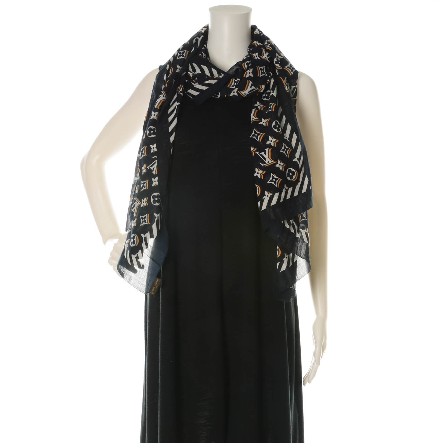 Louis Vuitton Cotton Monogram Bulles Pareo Scarf Navy 2 of 6
