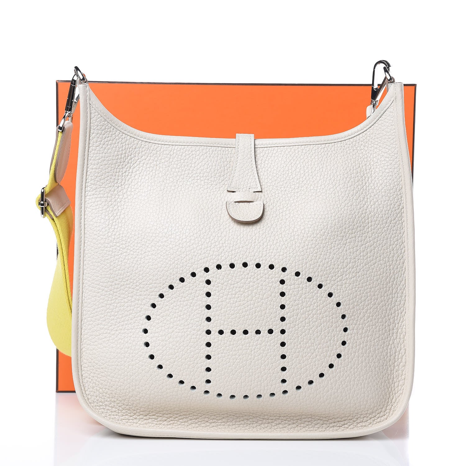 Hermes Taurillon Clemence Amazone Evelyne III PM Craie Lime 11 of 11