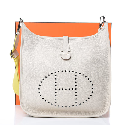 Hermes Taurillon Clemence Amazone Evelyne III PM Craie Lime 11 of 11