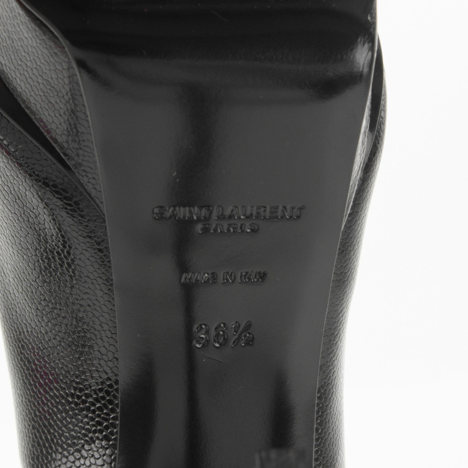Saint Laurent Pebbled Patent Calfskin Janis 105 Pumps 36.5 Black 6 of 8