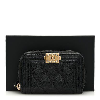 Chanel Caviar Quilted Boy Zip Around Coin Purse Wallet Black 8 of 8