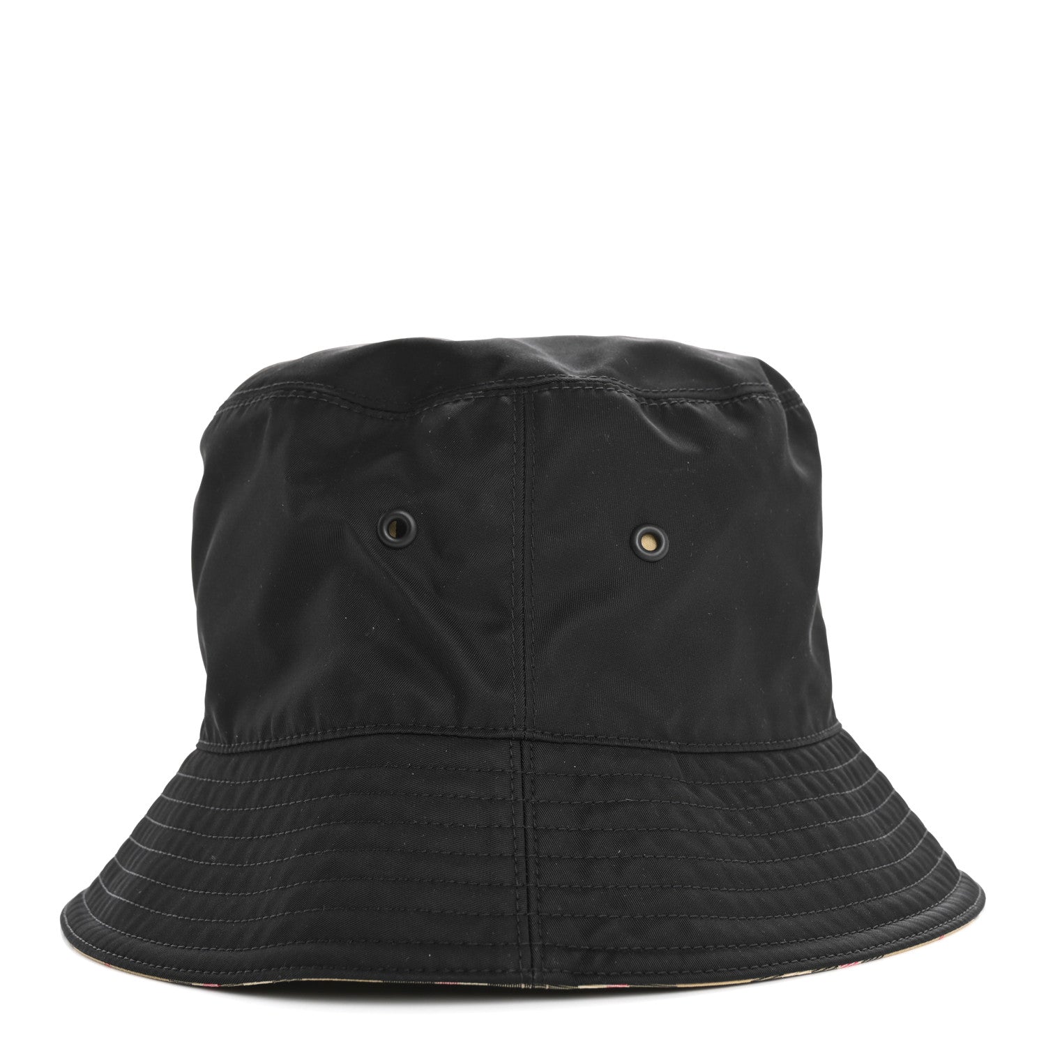 Burberry Cotton Gabardine Vintage Check Reversible Bucket Hat M Black Sand 4 of 14