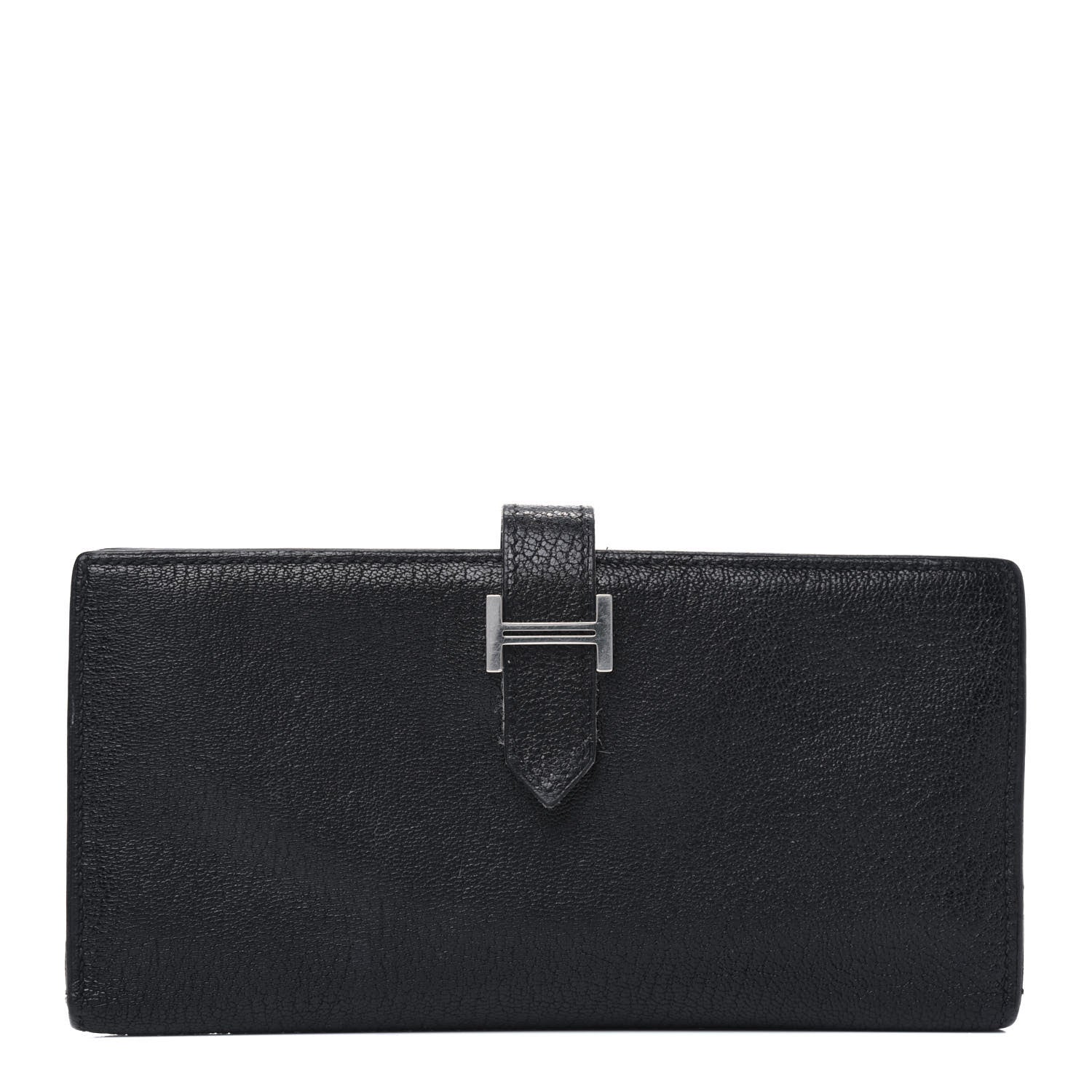 Hermes Chevre Mysore Bearn Gusset Wallet Black 1 of 19