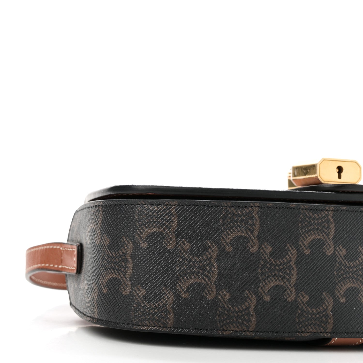 Celine Triomphe Canvas Calfskin Tabou Clutch on Strap Tan 8 of 9