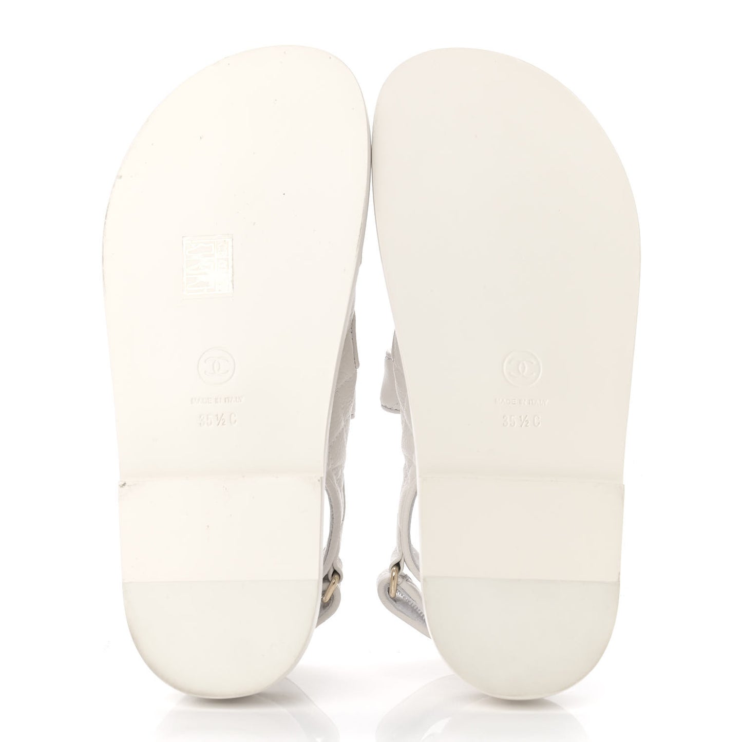 Grained Calfskin Velcro Dad Sandals 35.5 White