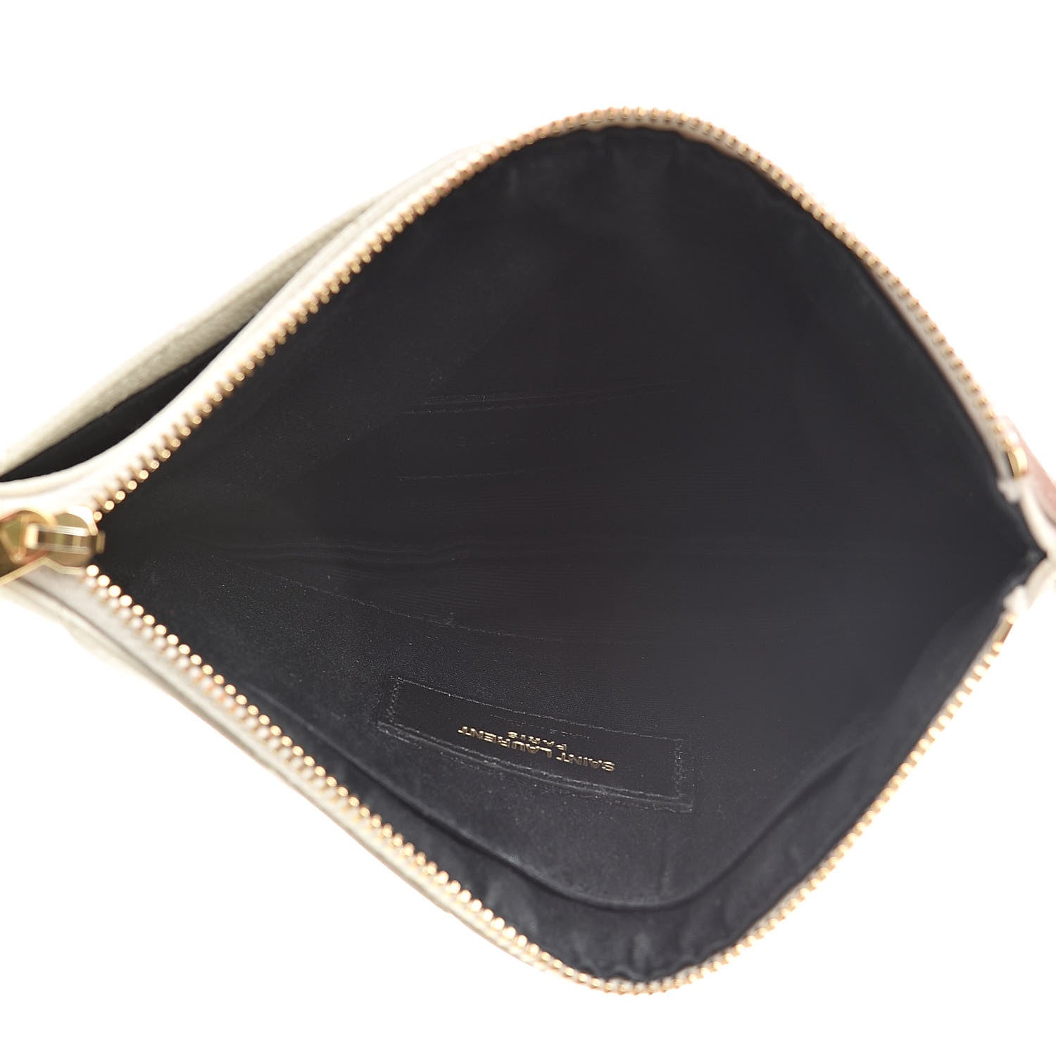Saint Laurent Grain De Poudre Chevron Monogram Bill Pouch Crema Soft 5 of 13