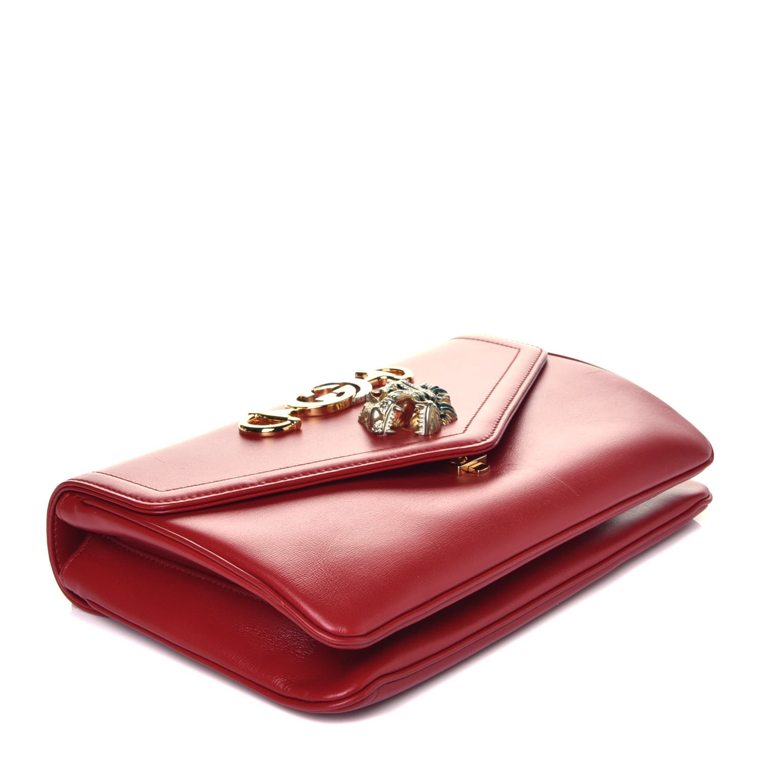 Gucci Vitello Palmellato Lux Crystal Medium Rajah Shoulder Bag Hibiscus Red Multicolor 5 of 10