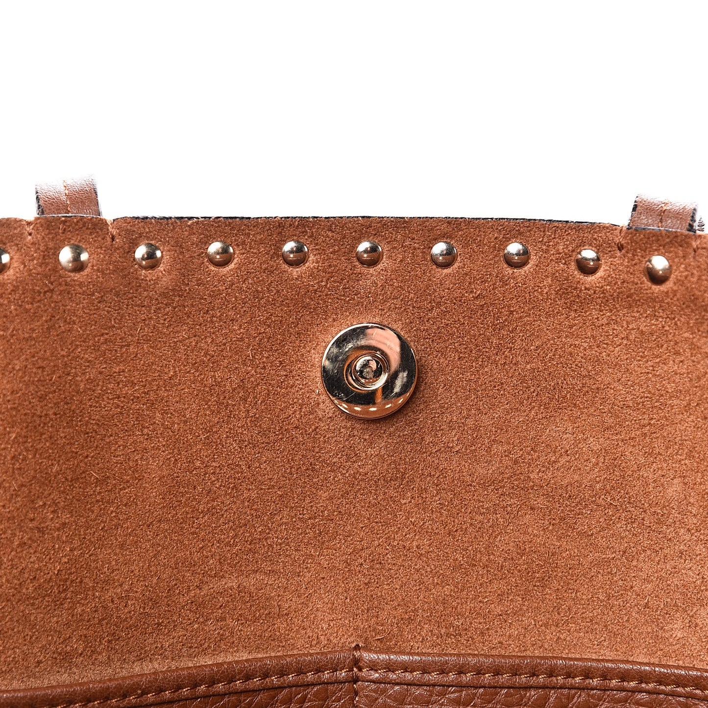 Grained Calfskin Small Rockstud Shoulder Tote Bright Cognac