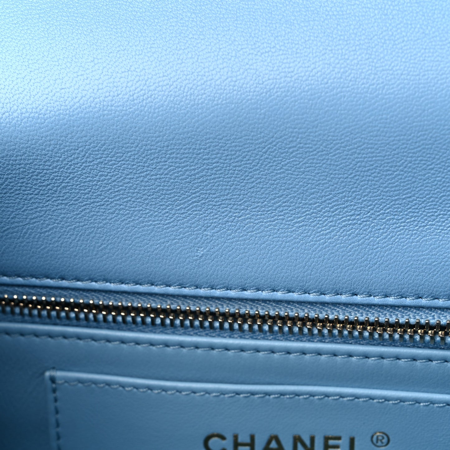 Lambskin Quilted Small Wenge Wood Flap Light Blue