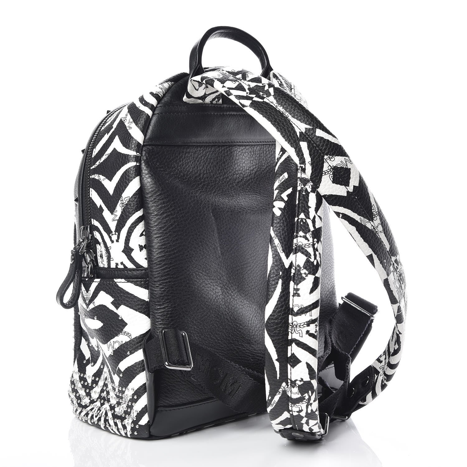 MCM Striped Visetos Small Funky Zebra Stark Backpack Black White 3 of 9