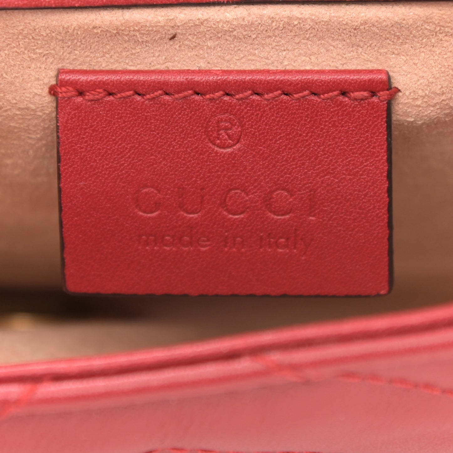 Calfskin Matelasse Super Mini GG Marmont Shoulder Bag Hibiscus Red