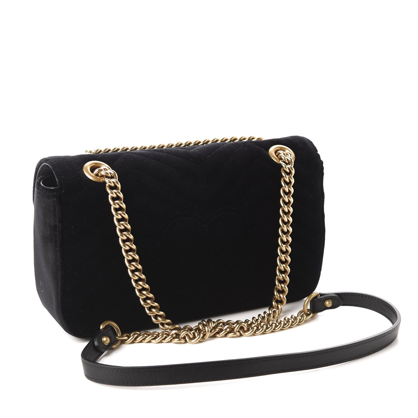 Velvet Matelasse Small GG Marmont Shoulder Bag Black