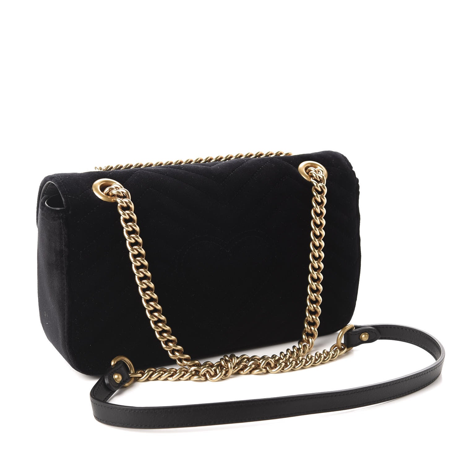 Gucci Velvet Matelasse Small GG Marmont Shoulder Bag Black 3 of 10