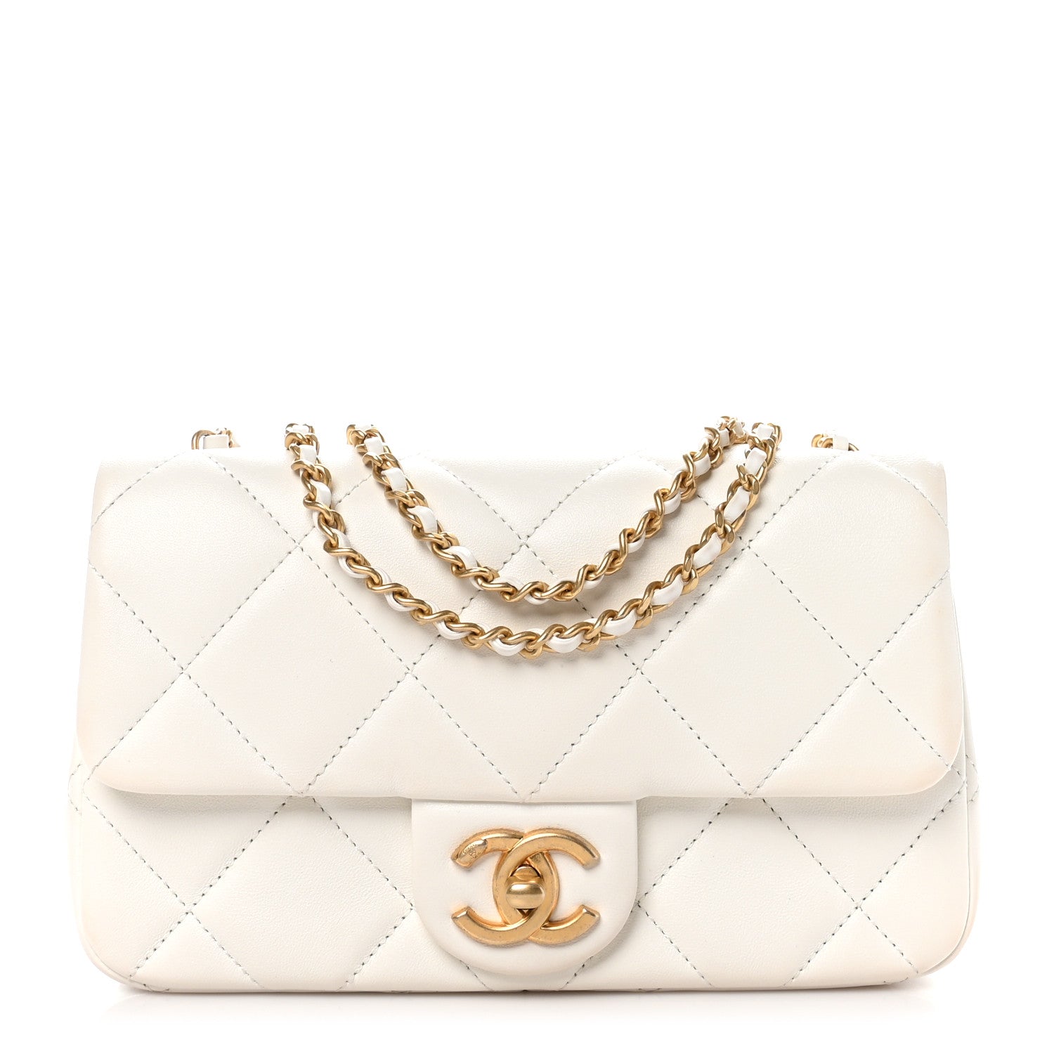 Chanel Lambskin Quilted Small Double Pearl Flap White 1 of 10