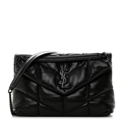 Saint Laurent Lambskin Quilted Monogram Monochrome Small Loulou Puffer Chain Satchel Black 1 of 10