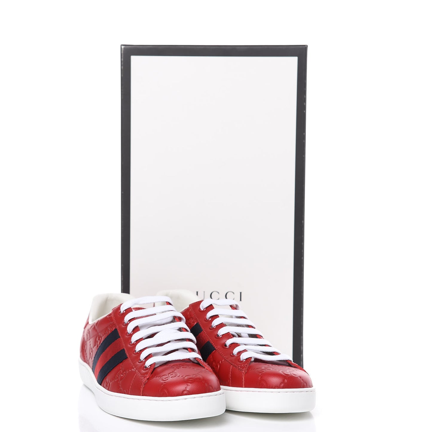 Guccissima Signature Web Mens Ace Sneakers 7.5 Hibiscus Red