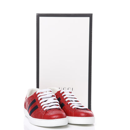 Gucci Guccissima Signature Web Mens Ace Sneakers 7.5 Hibiscus Red 9 of 9
