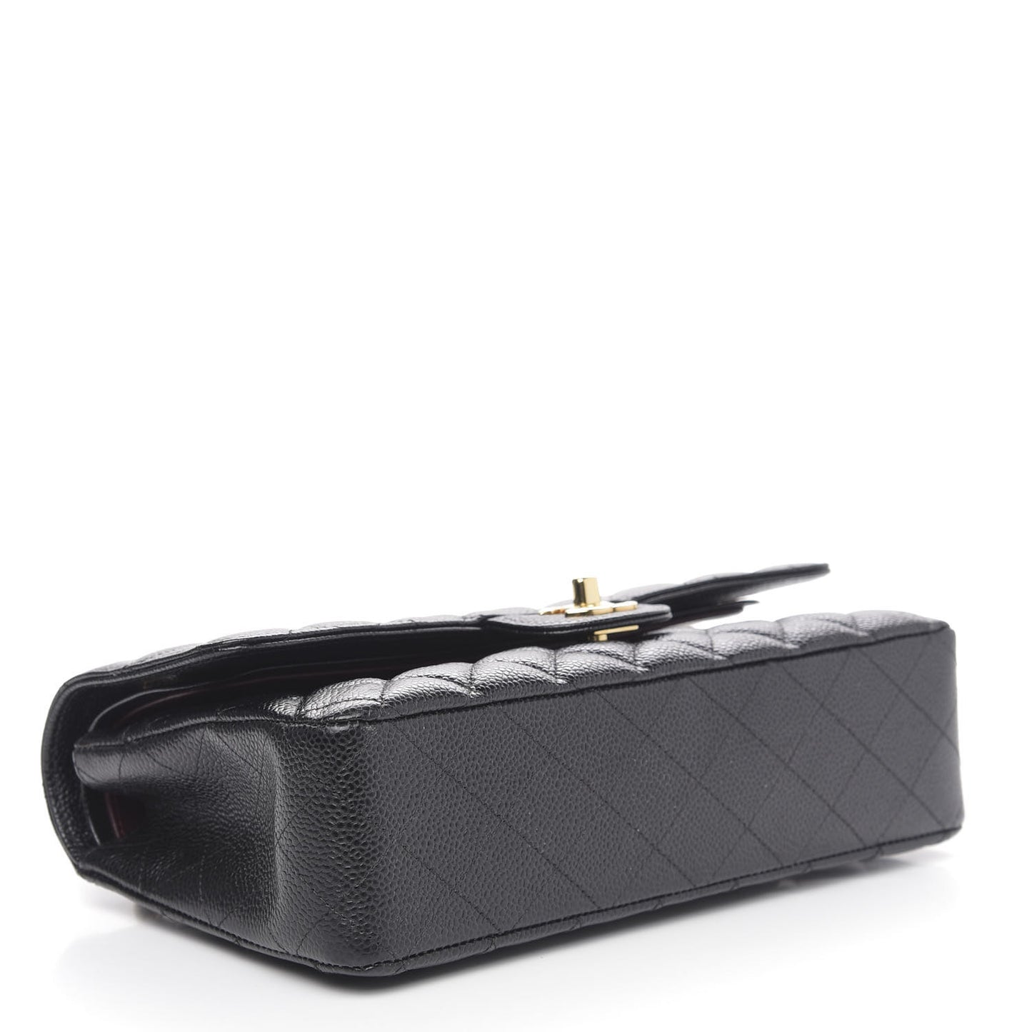 Caviar Quilted Medium Double Flap Black