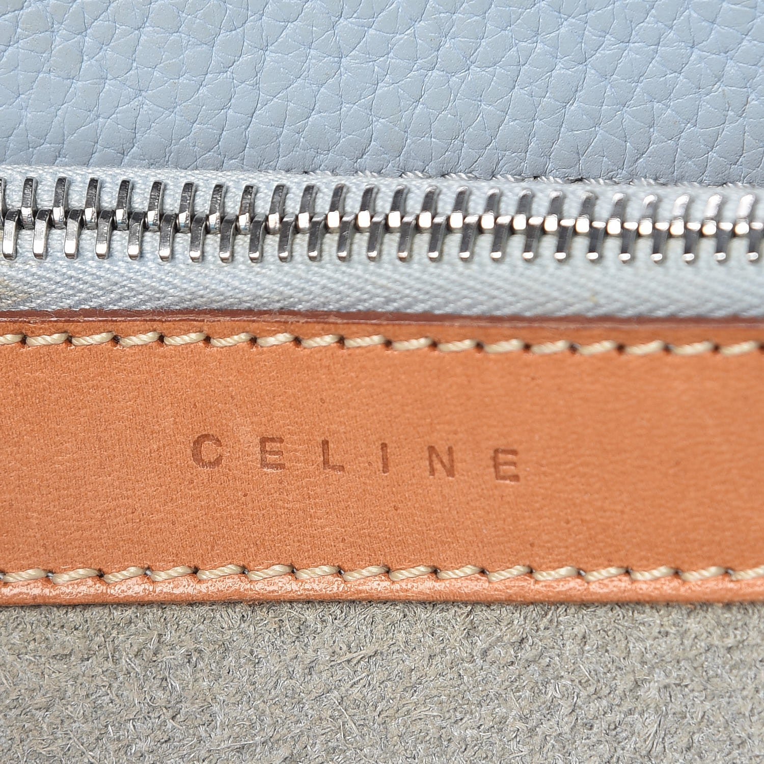 Celine Drummed Calfskin Small Open Tote Blue 7 of 17