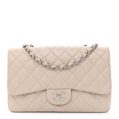 Chanel Caviar Quilted Jumbo Single Flap Ecru 1 of 10