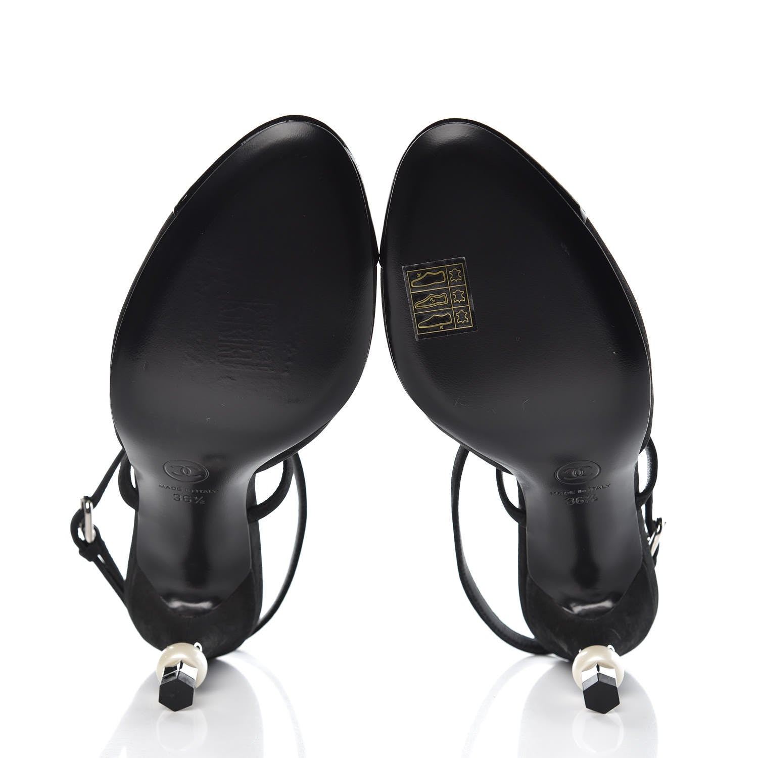 Chanel Suede Patent Cap Toe CC Heels 36.5 Black 5 of 9