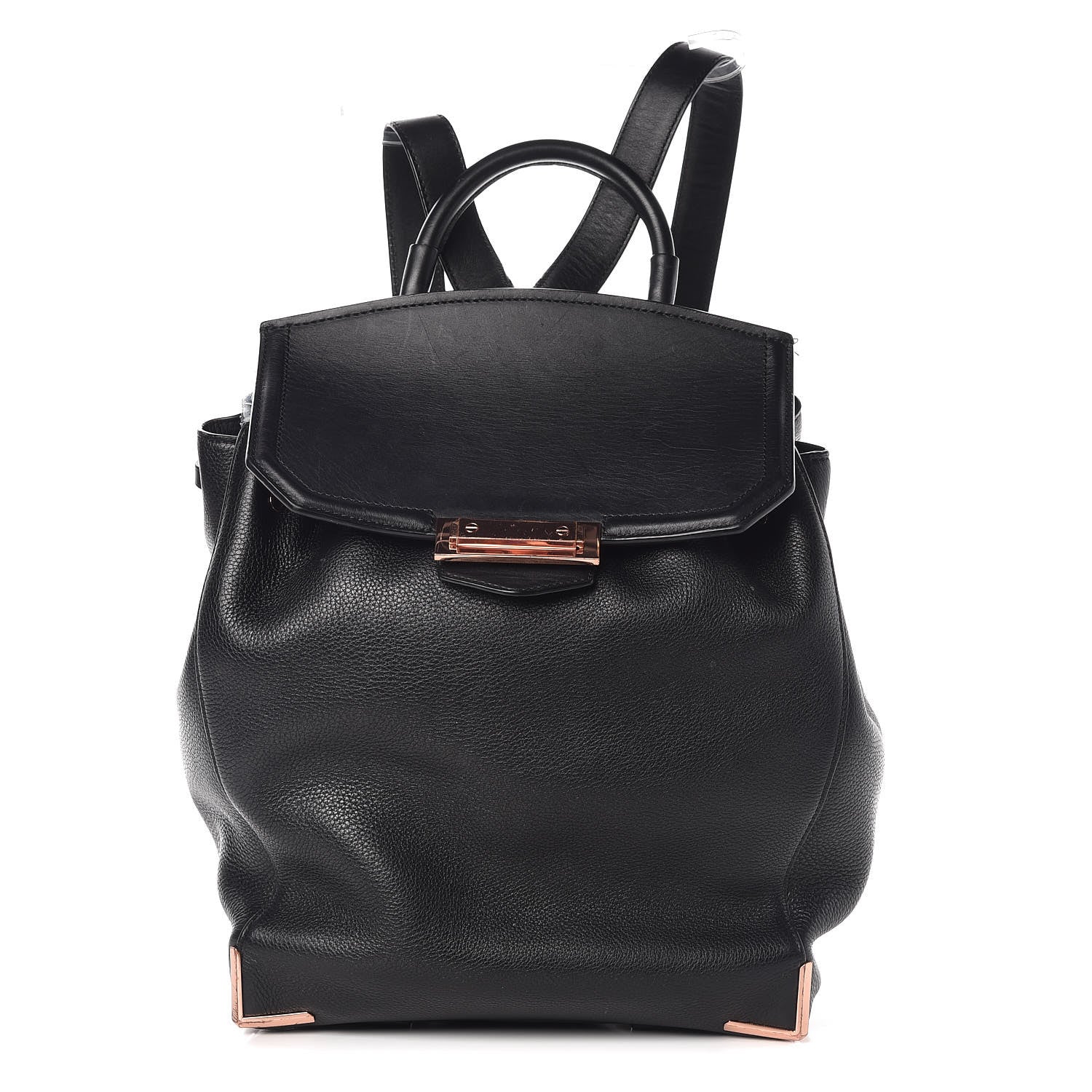 Alexander Wang Pebbled Calfskin Prisma Skeletal Backpack Black Rose Gold Hardware 1 of 14