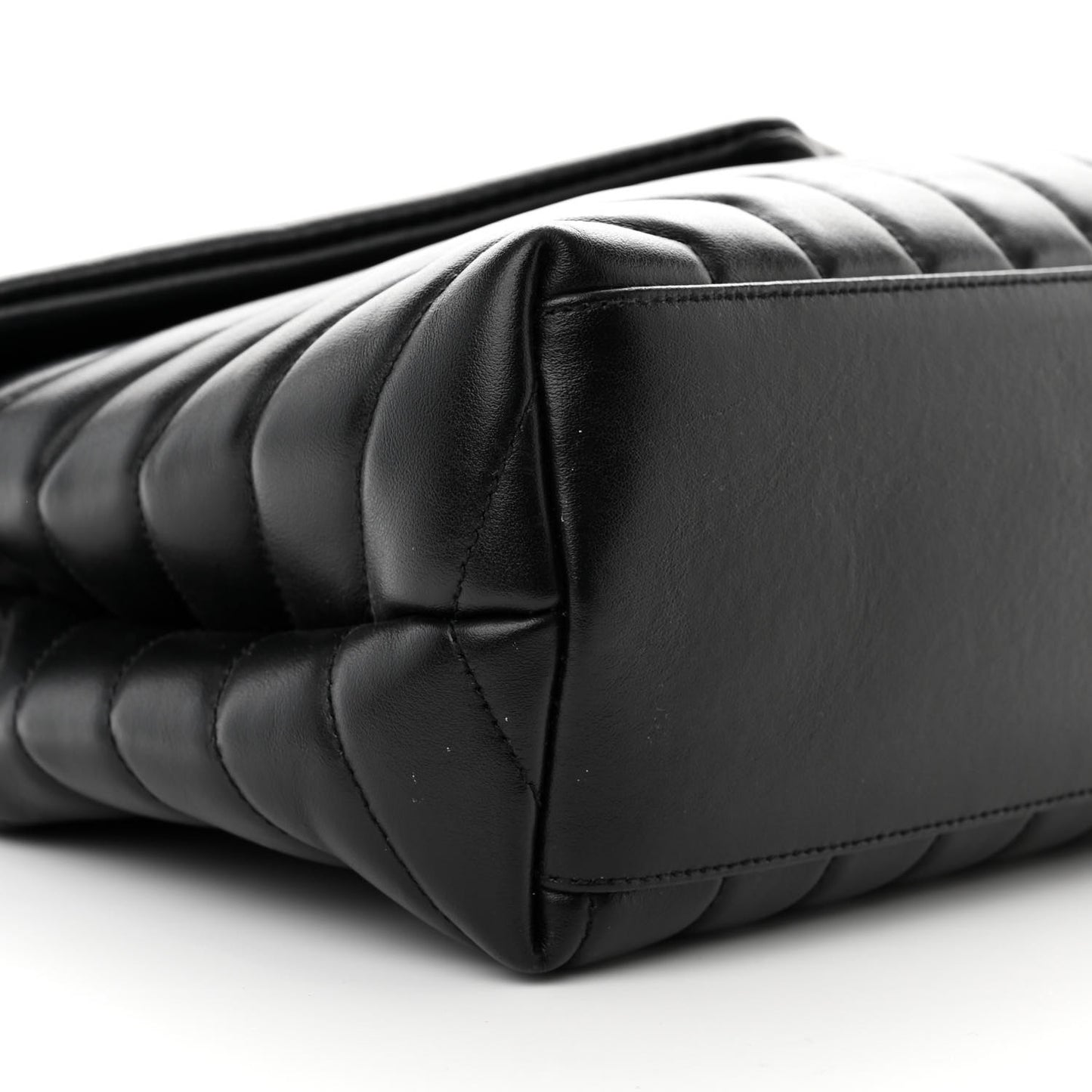 Calfskin Y Quilted Monogram Monochrome Medium Loulou Chain Satchel Black
