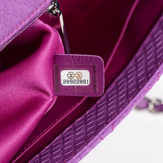 Elaphe Snakeskin Quilted Jumbo Easy Carry Flap Purple
