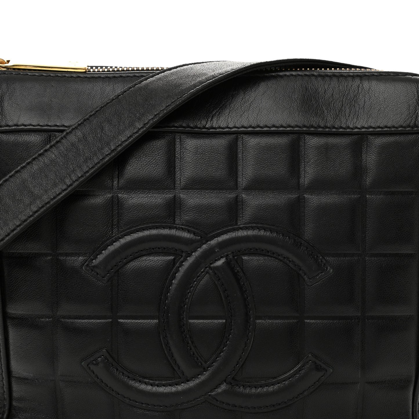 Lambskin Quilted Small Chocolate Bar Shoulder Bag Black