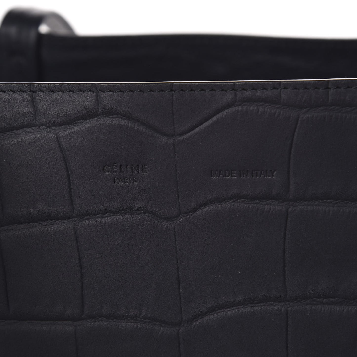 Crocodile Embossed Nubuck Small Belt Cabas Phantom Navy Blue