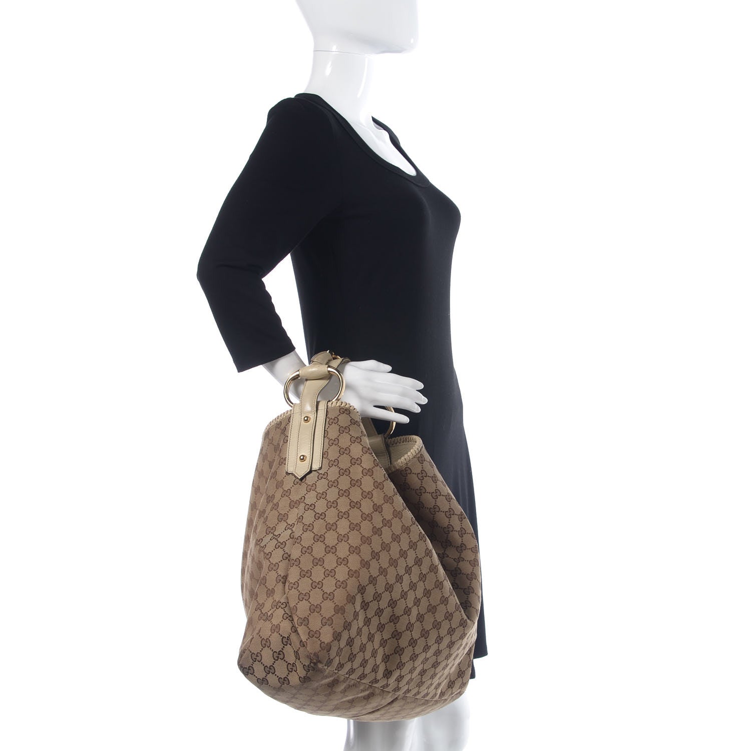 Gucci Monogram Large Horsebit Chain Hobo Off White 2 of 11