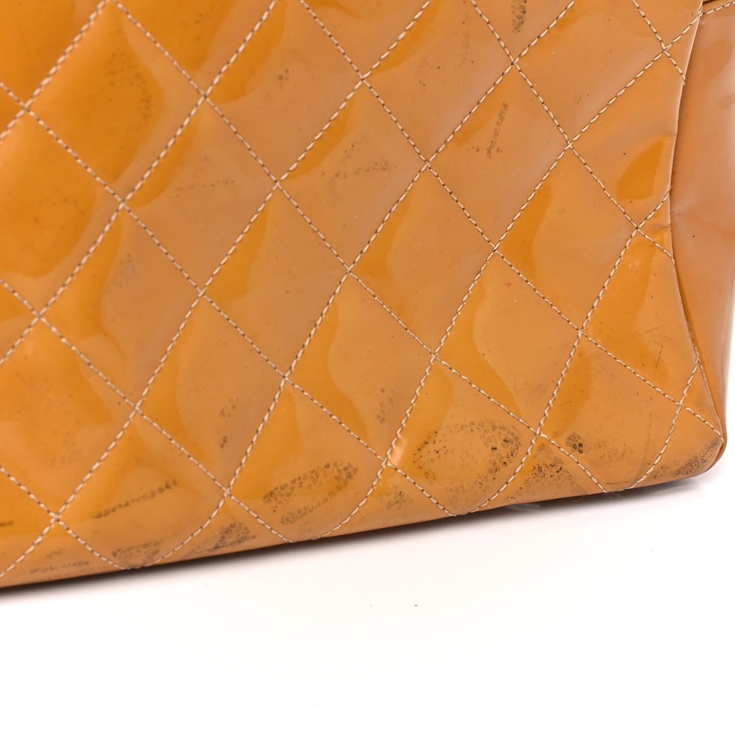 Chanel Patent Quilted Petit Timeless Shopping Tote PTT Yellow 11 of 19