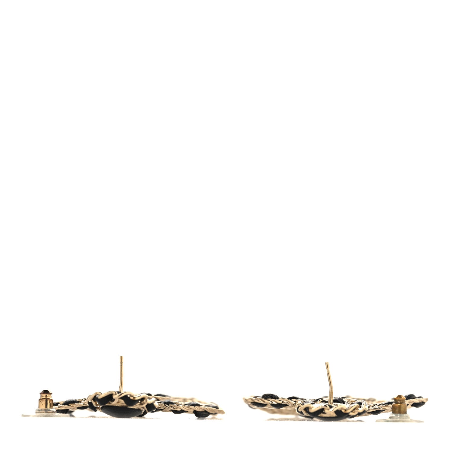 Chanel Lambskin CC Chain Drop Earrings Black Gold 3 of 5