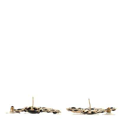 Chanel Lambskin CC Chain Drop Earrings Black Gold 3 of 5