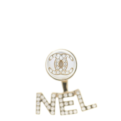 Chanel Pearl Crystal Logo Earrings Gold Pearly White 3 of 8