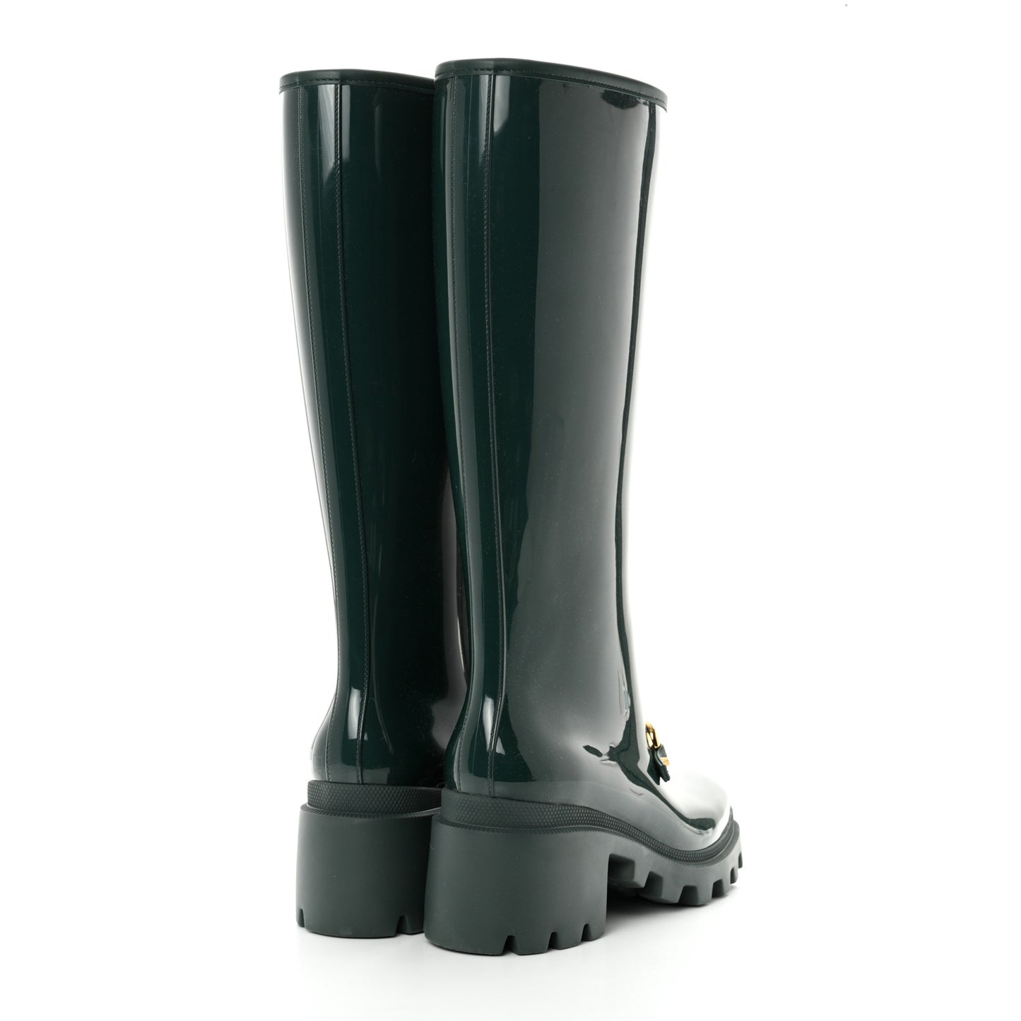 Rubber Horsebit Knee High Boots 38 Vintage Green