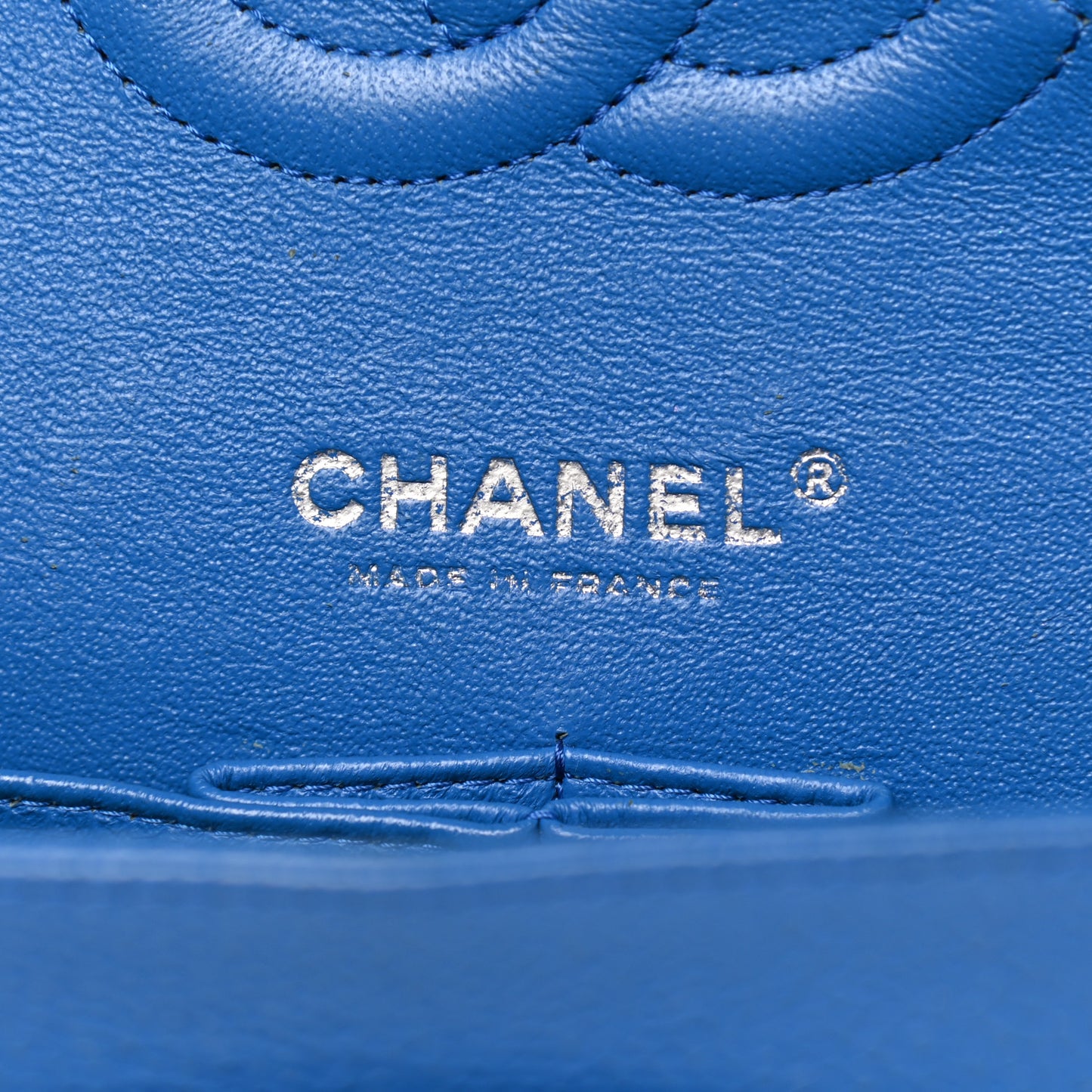 Caviar Quilted Medium Double Flap Blue