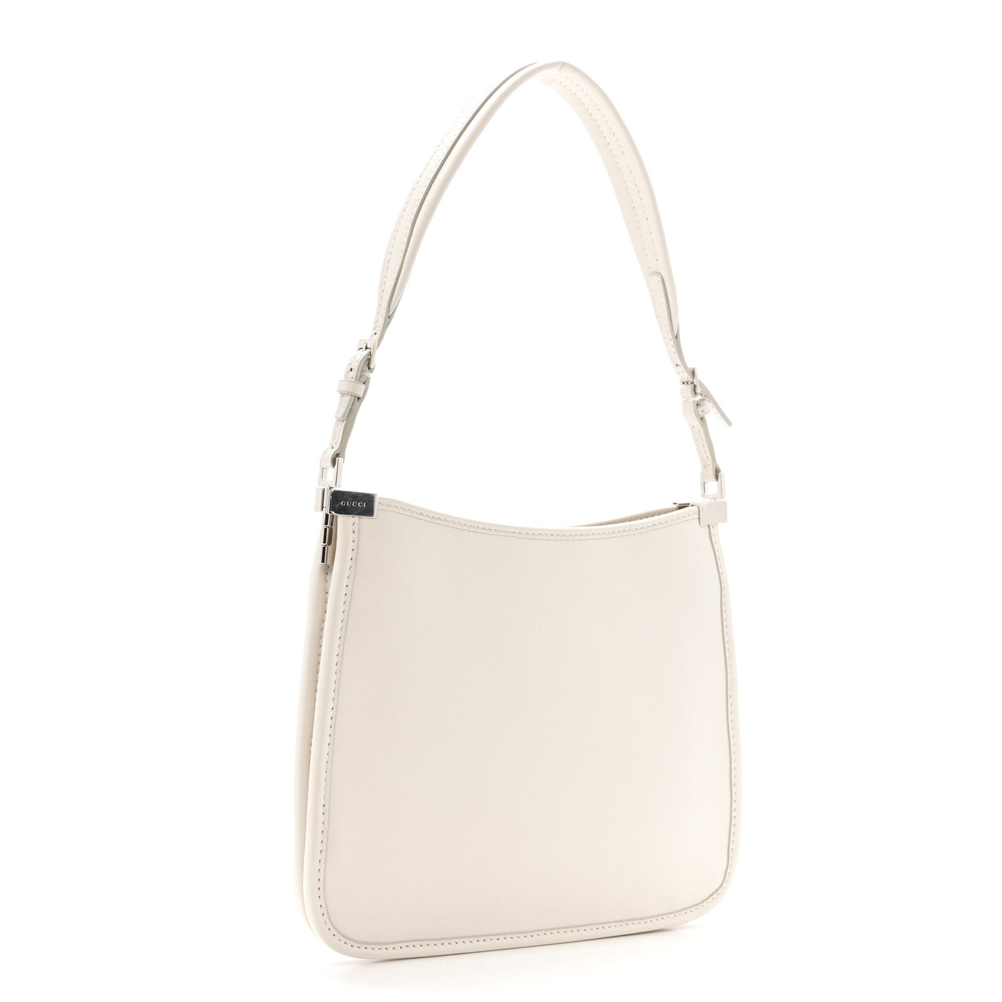 Calfskin Horsebit Slim Shoulder Bag White
