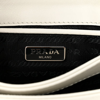 Prada Soft Calfskin Saffiano Chain Crossbody Bag White Black 6 of 9