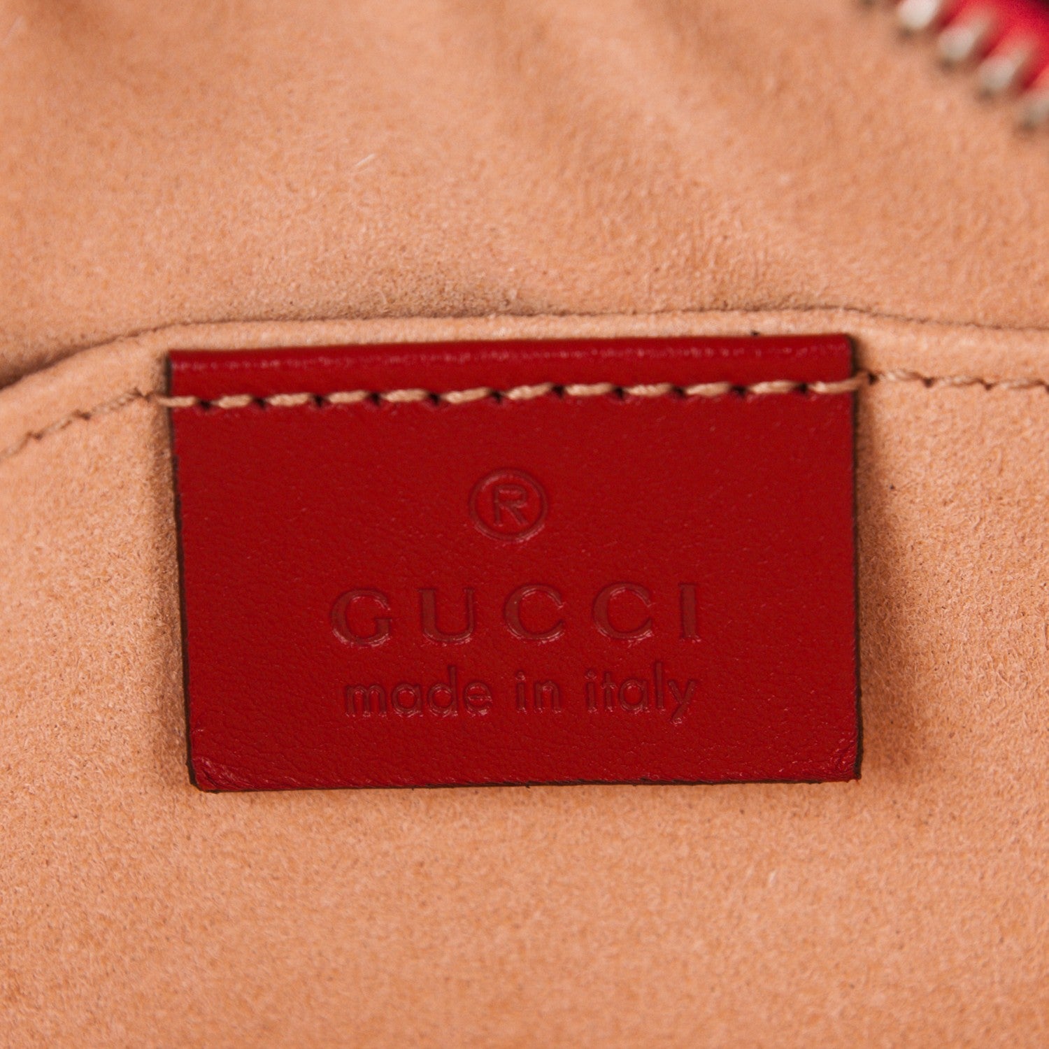 Gucci Calfskin Matelasse Mini GG Marmont Chain Shoulder Bag Hibiscus Red 6 of 7