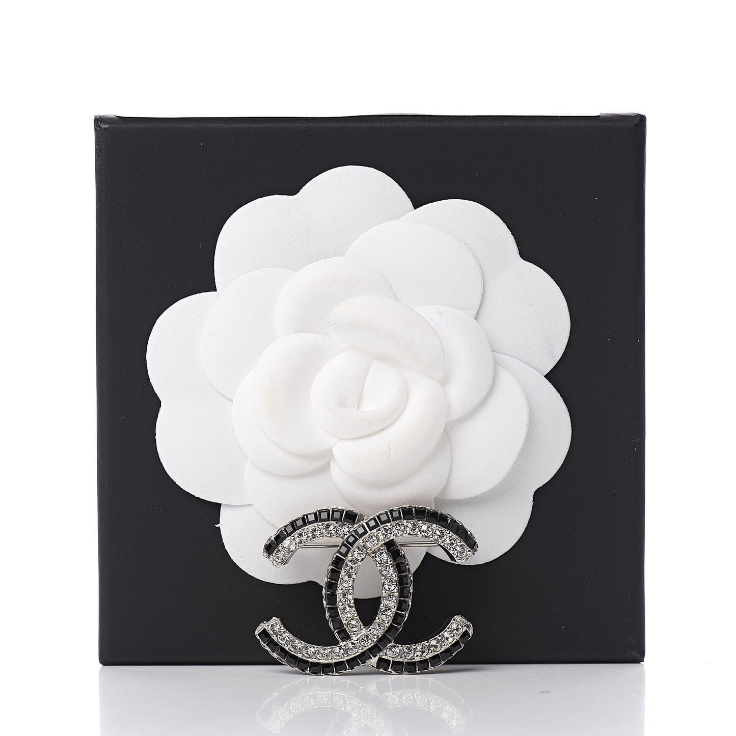 Crystal CC Brooch Gold Black
