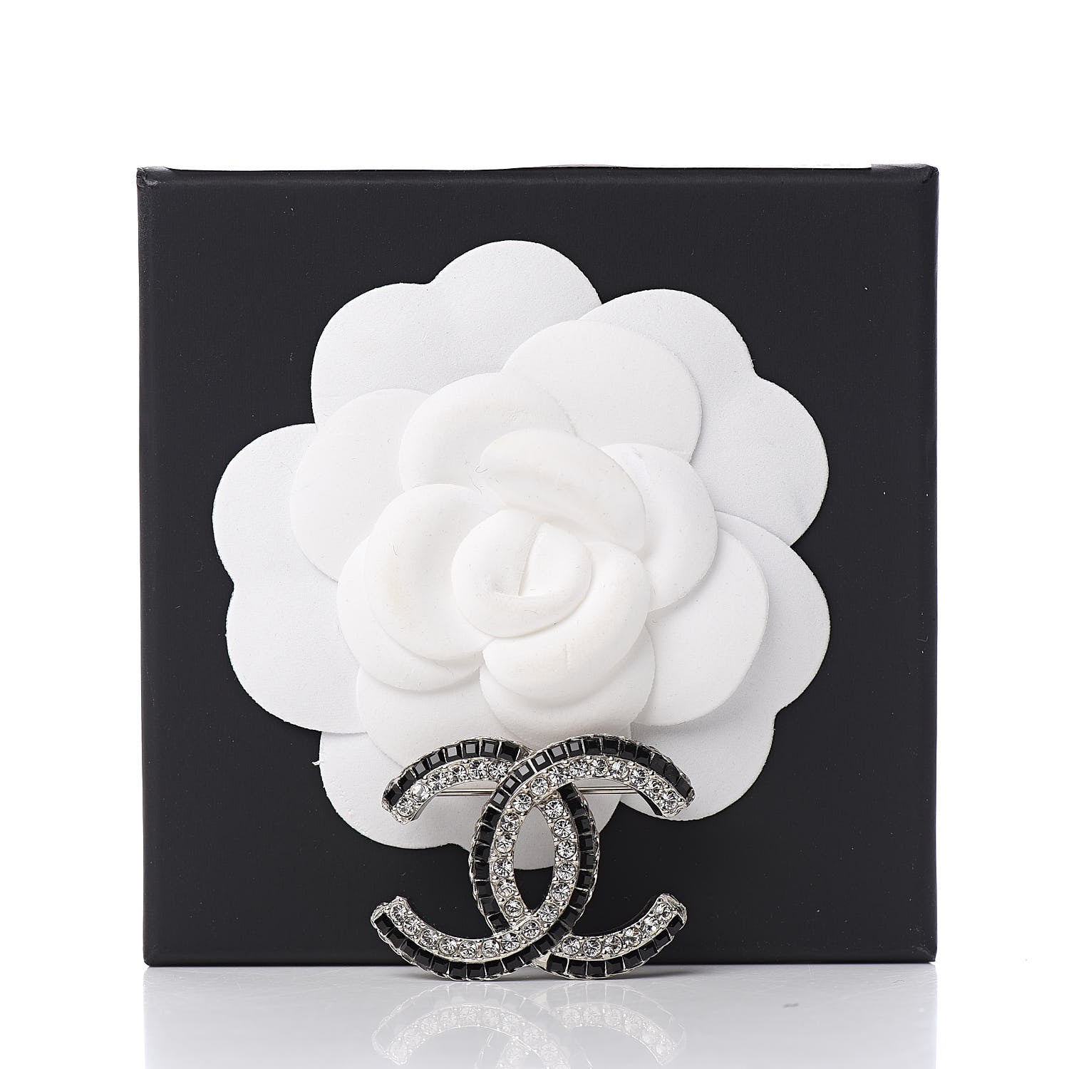 Chanel Crystal CC Brooch Gold Black 5 of 5