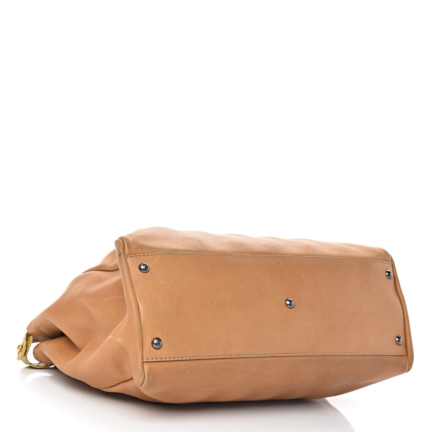 Fendi Vitello Saddle Cuoio Romano Selleria Large Peekaboo Iconic Satchel Saddle Ocra Moro 4 of 13