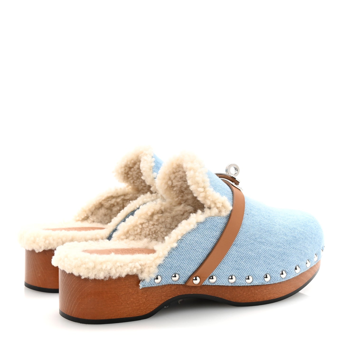 Denim Wool Carlotta Mules 37 Bleu Clair Naturel