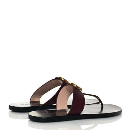 Gucci Calfskin GG Marmont Thong Sandals 37.5 Vintage Bordeaux 4 of 9
