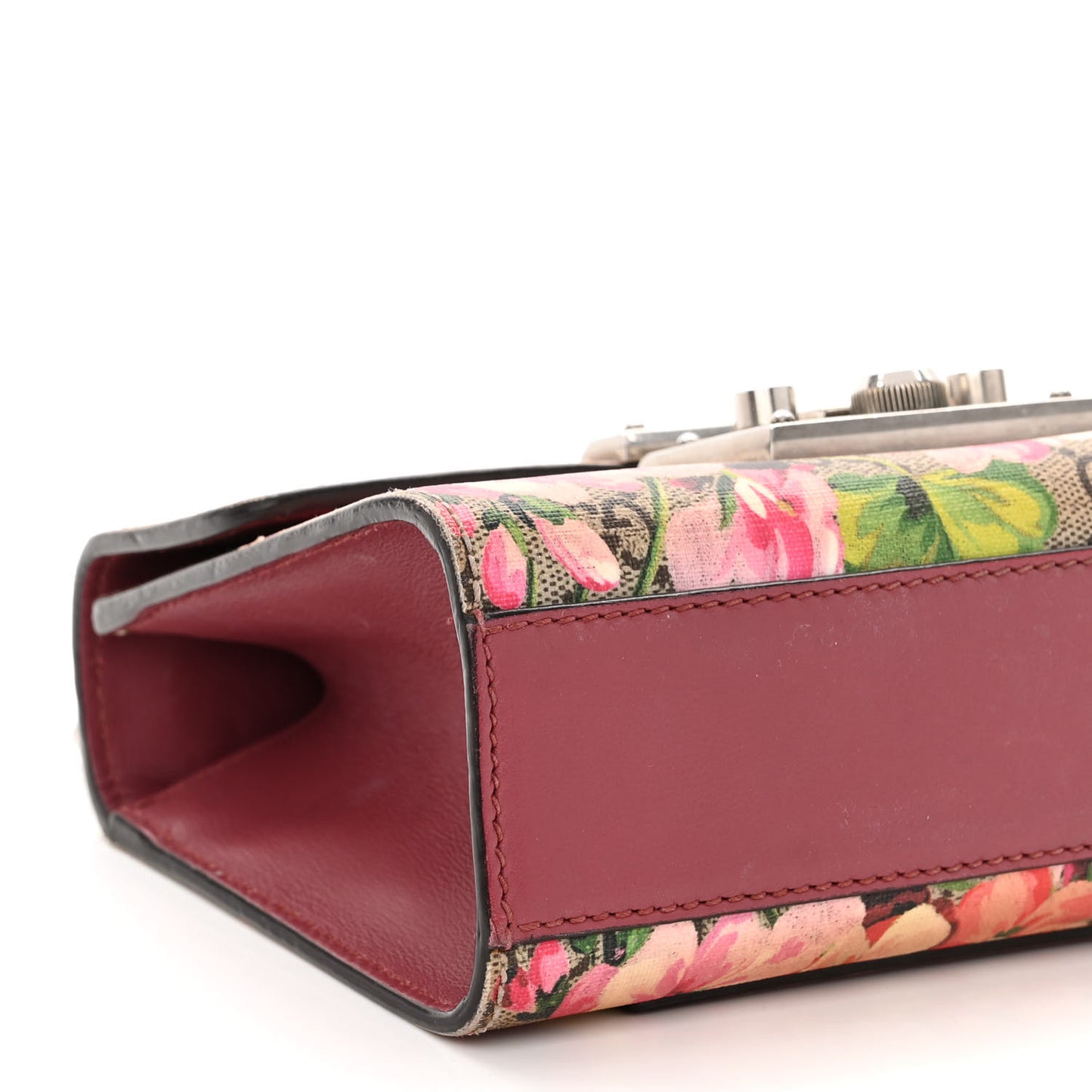 GG Supreme Monogram Blooms Small Padlock Shoulder Bag Beige Multicolor Dry Rose