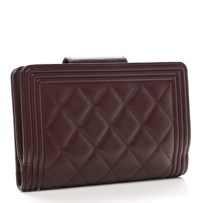 Chanel Lambskin Quilted Boy Zipped Pocket Wallet Burgundy 3 of 8