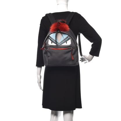 Fendi Nylon Vitello Elite Fox Goat Monster Eyes Studded Backpack Acciaio Pimento Multicolor 2 of 9