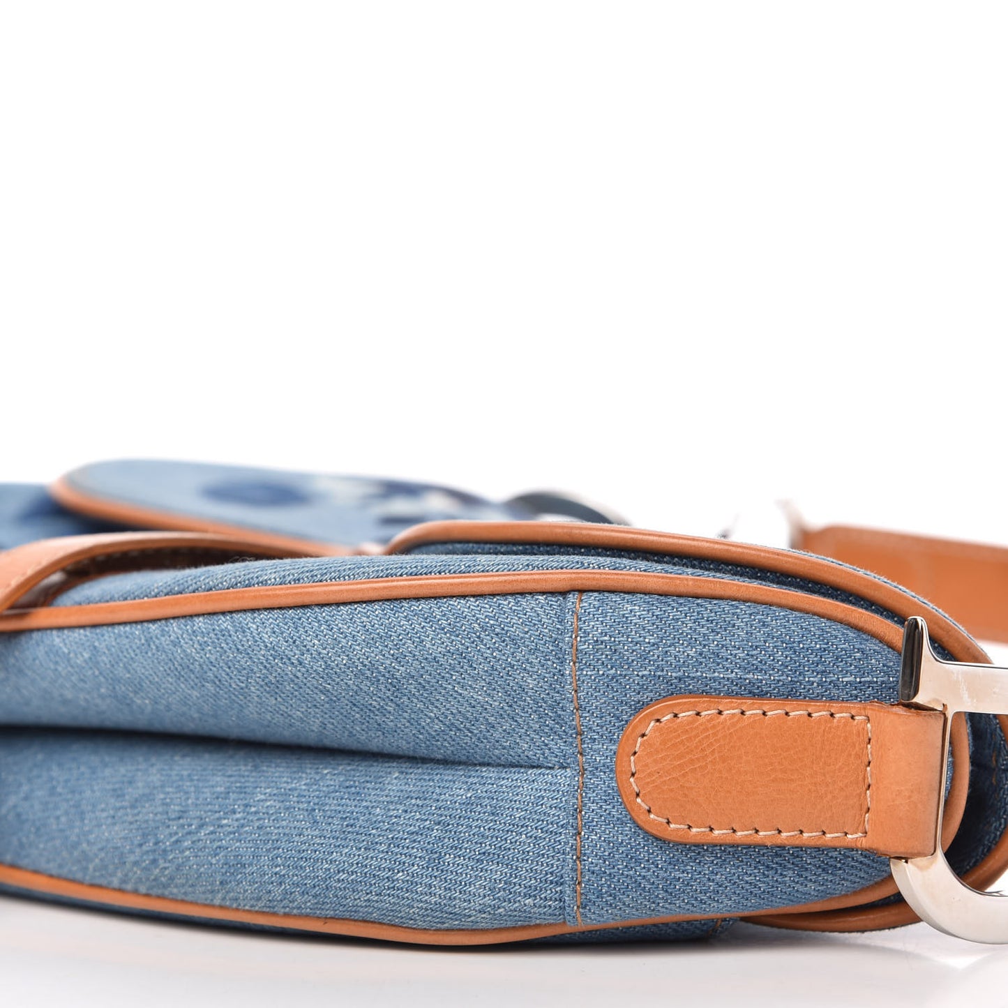 Denim Embroidered Saddle Bag Blue