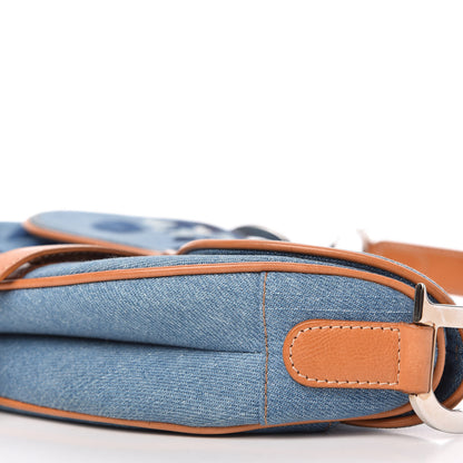 Christian Dior Denim Embroidered Saddle Bag Blue 6 of 10